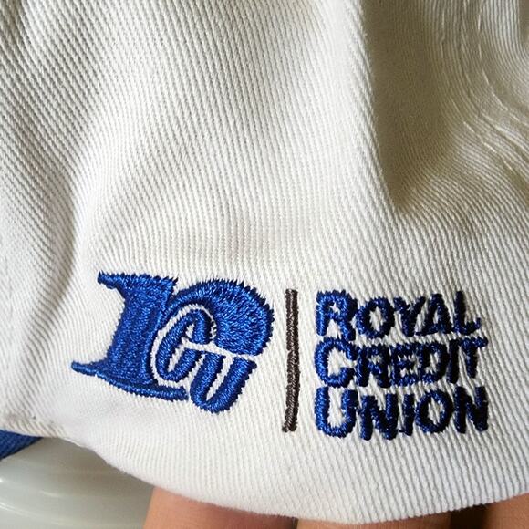 E Royal Credit Union Embroidered Baseball Cap White Blue Adjustable Fitted K - Picture 5 of 10